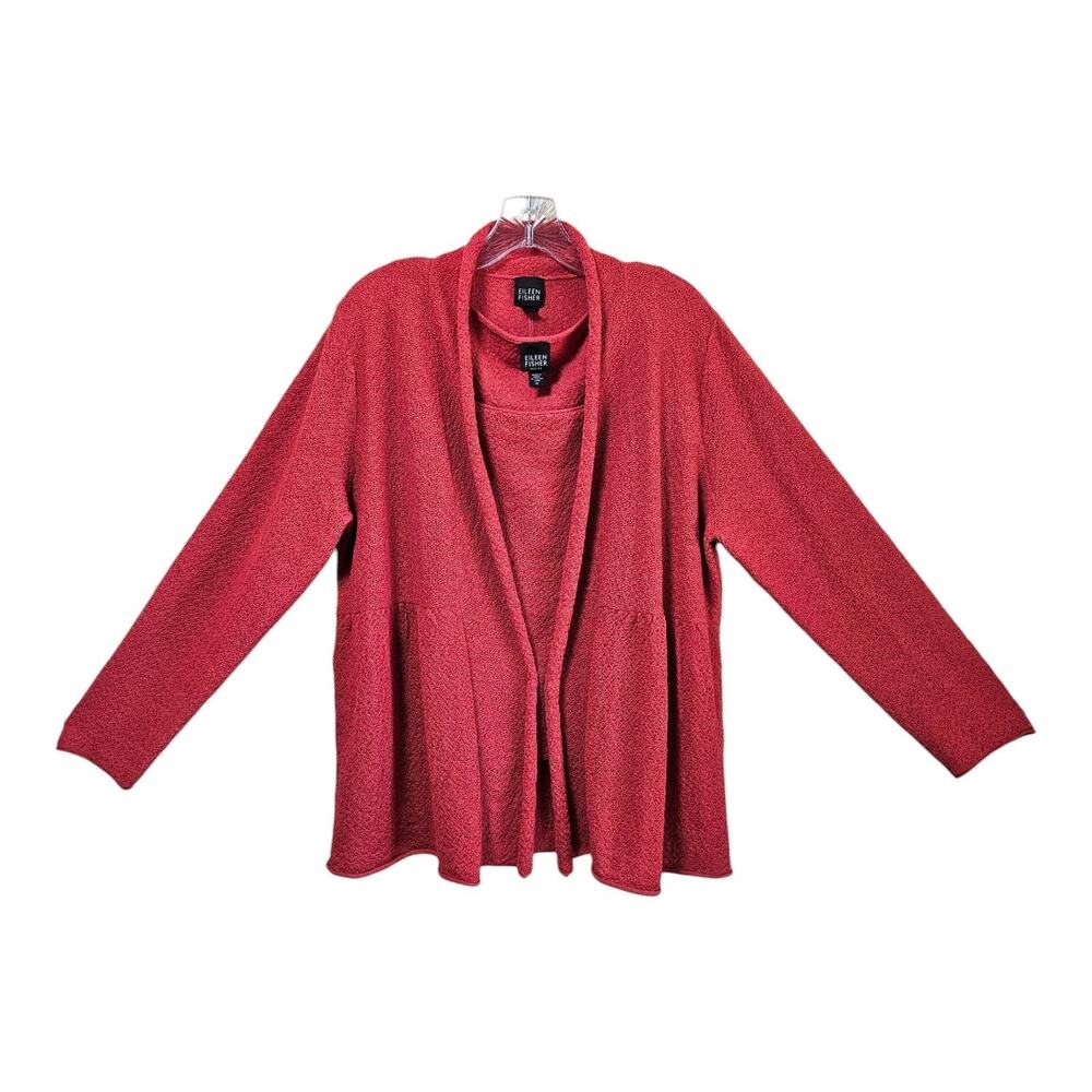 EILEEN FISHER Women L PL Sweater Set 2 Pc Cardigan & Tank 100% Soft Italian Wool